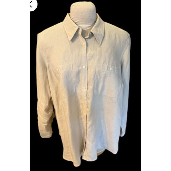 Lauren Ralph Lauren Women’s Linen Blouse Roll Tab Sleeves Plus Sz. 2X - Picture 2 of 14